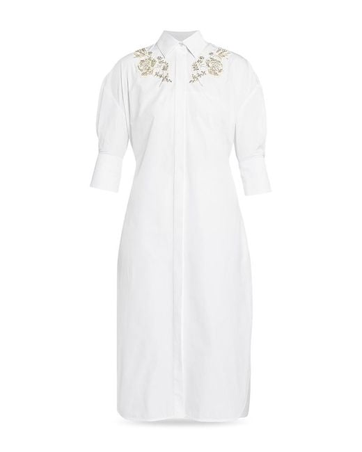 Erdem White Short Sleeve Shirt Dress