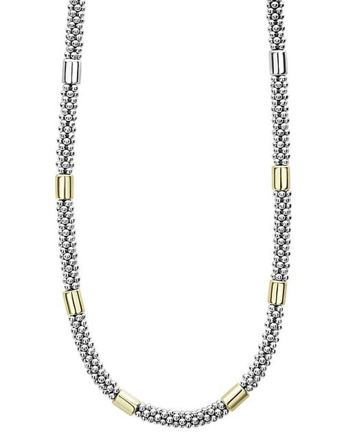 Lagos Metallic 18K & Sterling High Bar Station Necklace, 16
