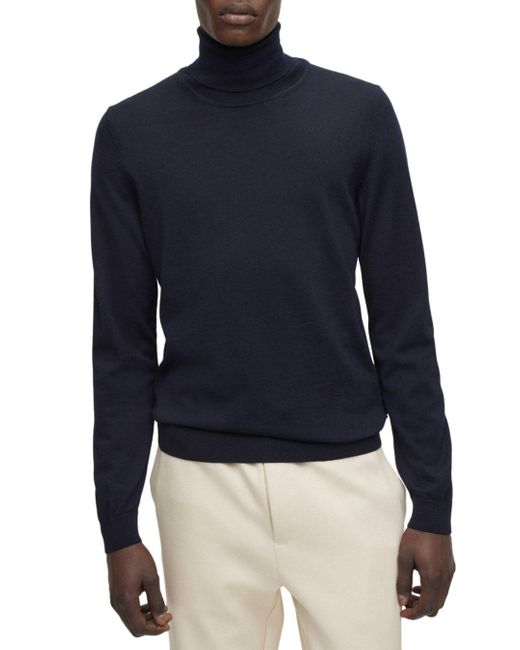 BOSS by HUGO BOSS Wool Musso - P Slim Fit Turtleneck Sweater in Dark ...