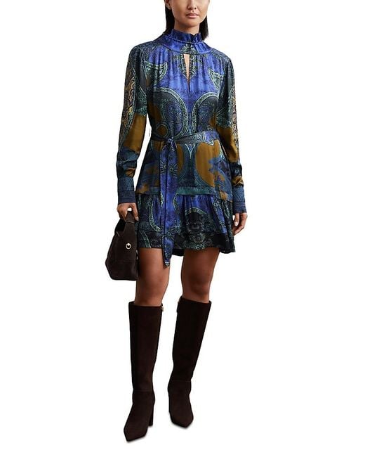 Reiss Blue Kaisley Paisley Print Dress