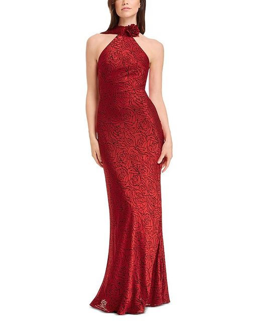 Dress the Population Olivia Mock Neck Sheath Gown in Red | Lyst