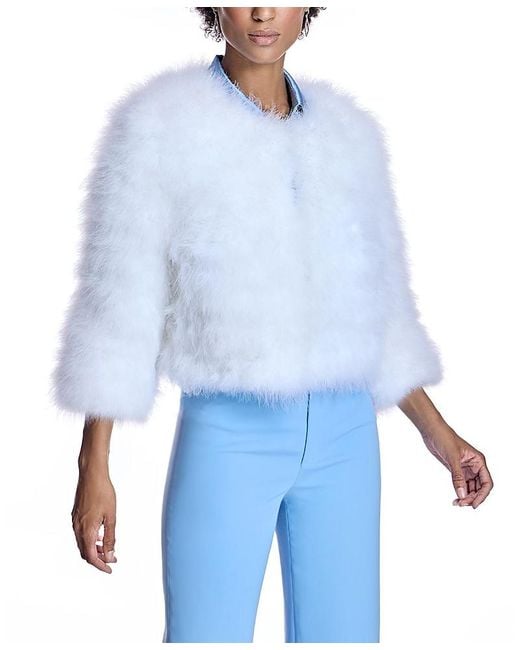Maximilian Blue Feather Bolero Jacket