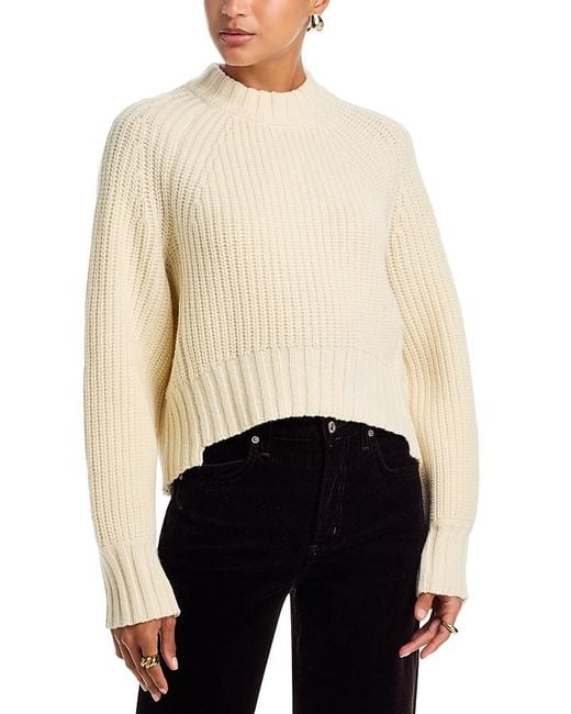 Co. White Wool-Blend Crewneck Cropped Sweater