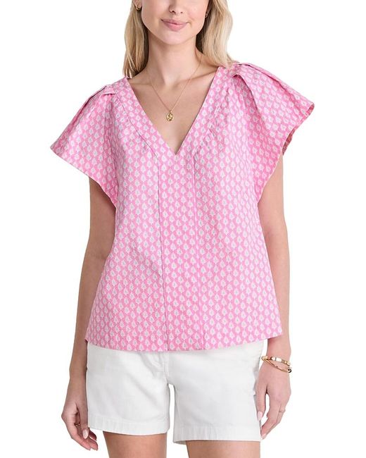 Vineyard Vines Pink Harbor Flutter Sleeve Top