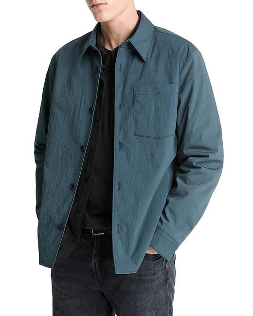 Vince Blue Cotton Blend Insulated Shirt Jacket for men