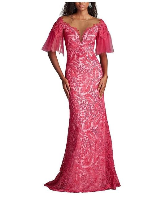 【TADASHI SHOJI】Ryn Embroidered Tulle Illusion Gown Ryn Embroidered Tulle Illusion Gown | Tadashi Shoji