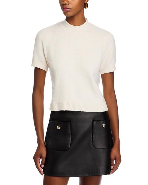 French Connection White Vhari Knit Mock Neck Top