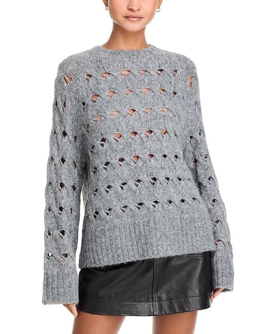 Steve Madden Gray Knit Oversized Crewneck Sweater