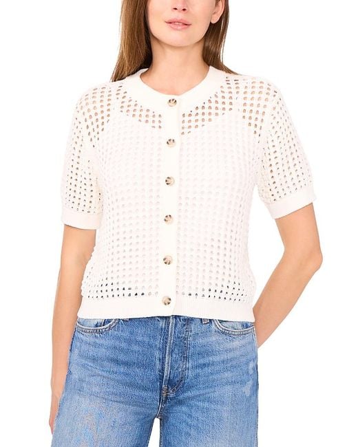 Cece White Texture Mesh Cardigan