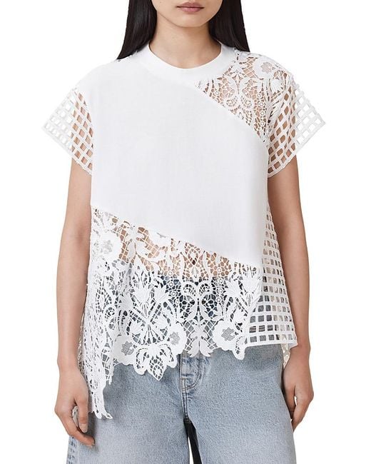 AllSaints White Zala Crocheted Lace Top