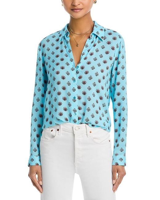 L'Agence Blue Holly Long Sleeve Blouse