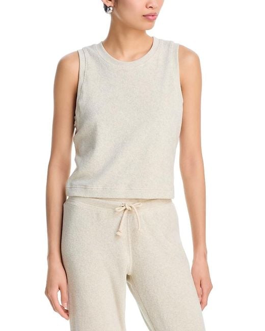 PERFECTWHITETEE Women's White Esther Terry Cropped Tank