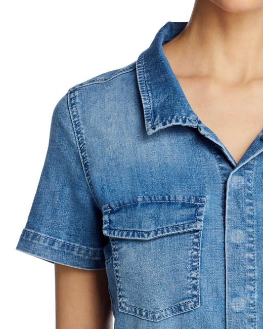 short sleeve jean jumpsuit