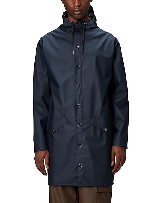 Rains Blue Waterproof Long Rain Jacket for men