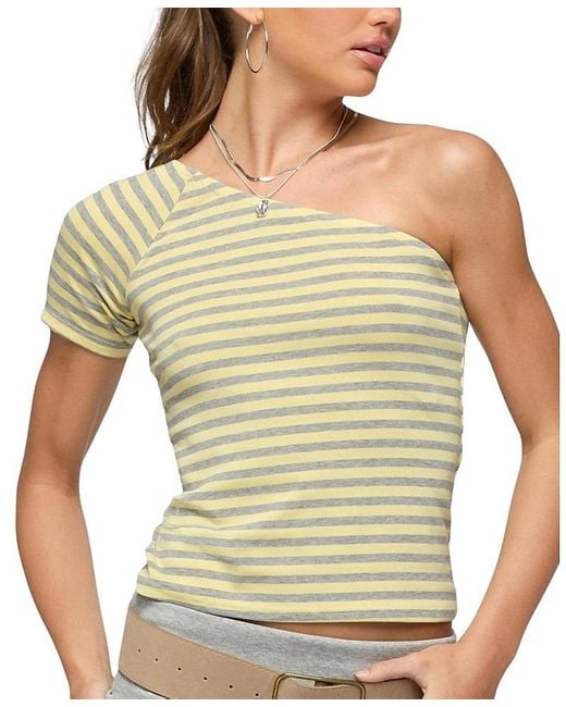 Edikted Green Eulia One Shoulder Striped Top