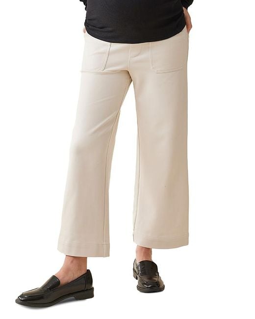 Ingrid & Isabel Natural Wide Leg Ankle Maternity Pants