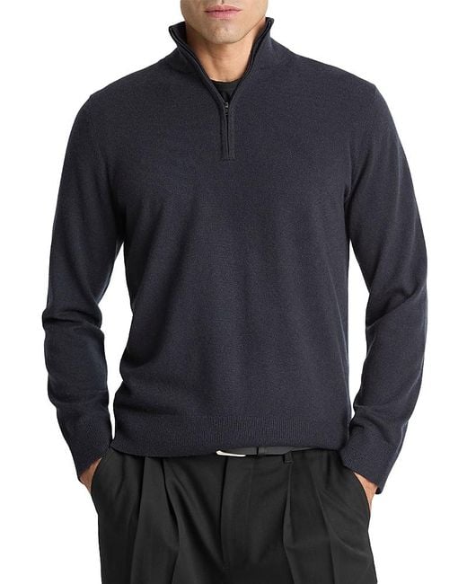 Vince Blue Quarter Zip Cashmere Sweater for men