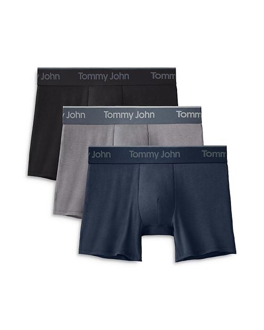 Tommy John Blue Second Skin Essentials 4 Boxer Briefs, Pack Of 3 for men
