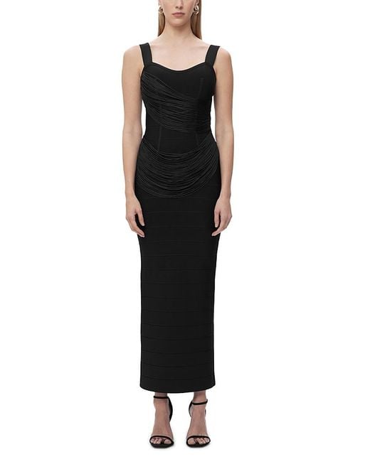 Hervé Léger Black The Autumn Fringe Bandage Gown