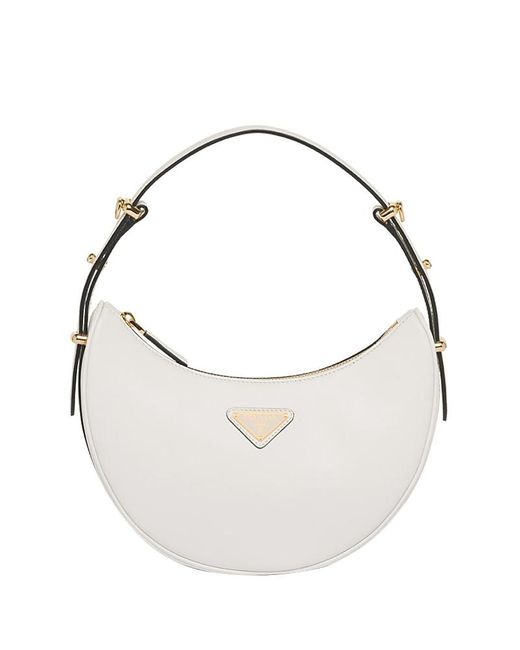 Prada White Arque Small Leather Shoulder Bag