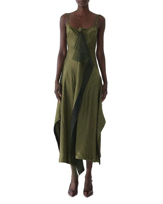 Jason Wu Green Crinkled Satin Slip Dress