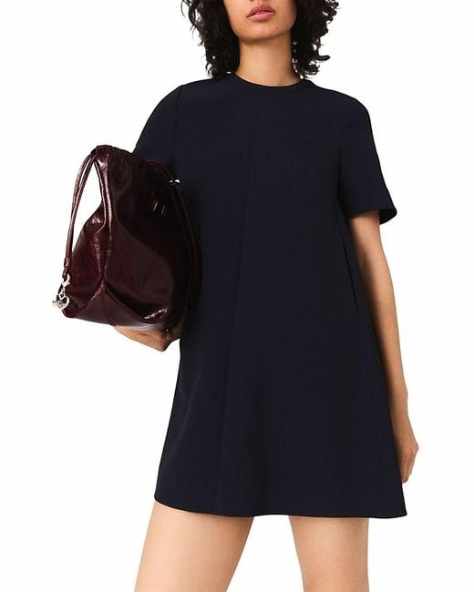 Maje Blue Heavy Crepe Trapeze Dress
