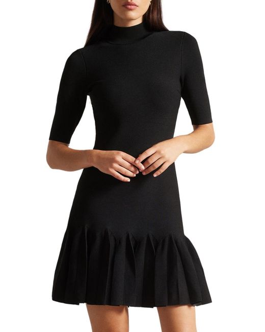 Ted Baker Synthetic Canddy Fit And Flare Dress in Black | Lyst