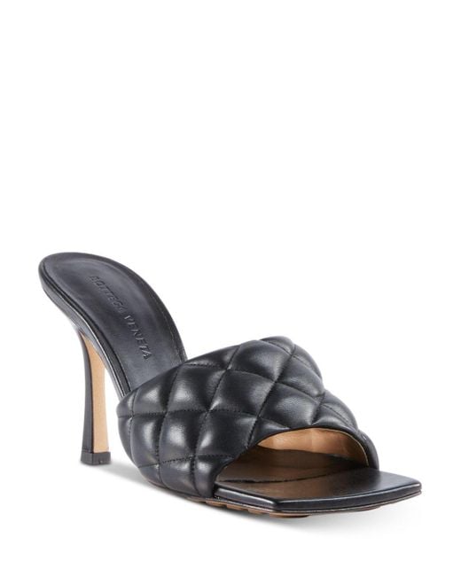 Bottega Veneta Leather Quilted High Heel Slide Sandals in Nero (Black) -  Save 28% - Lyst