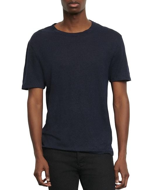 Sandro Blue Clash Linen Tee for men