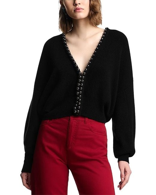 Emporio Armani Red Metallic Sphere Trim Sweater