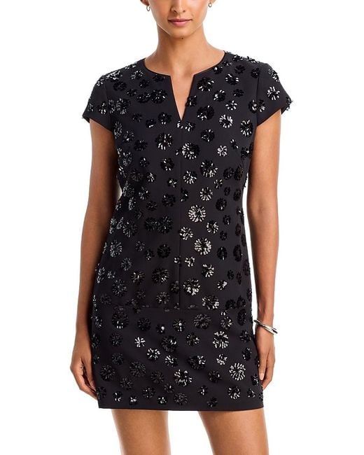 MILLY Black Pat Sequin Mini Dress