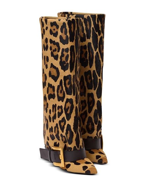 Balmain Brown Anthem Leopard Print Leather Boots