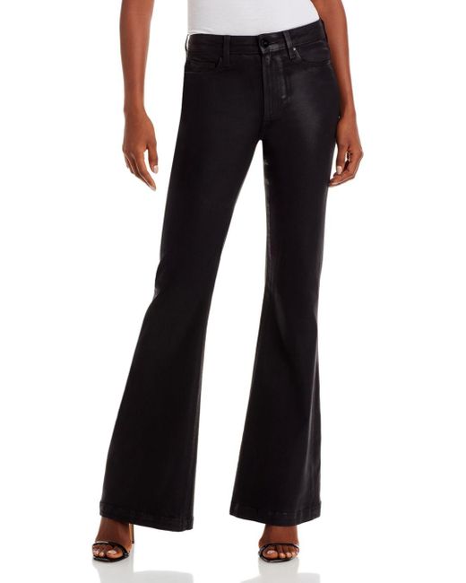 PAIGE Denim Genevieve High Rise Flare Jeans In Black Coated | Lyst