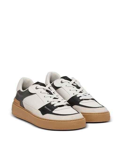 Balmain White B-Court Flip Leather Trainers Sneakers for men