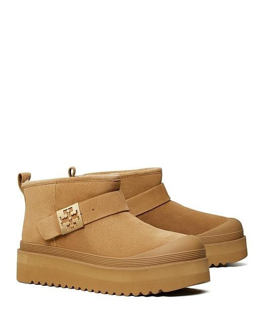 Tory Burch Brown Mellow Shearling Lined Platform Boots