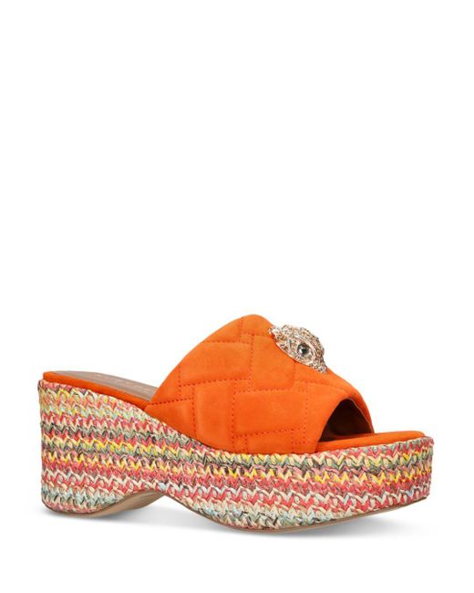 Kurt Geiger Kensington Embossed Platform Wedge Sandals in Orange Lyst