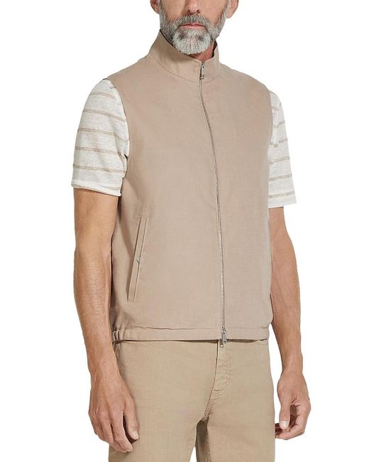 Zegna Natural Oasi Lino Regular Fit Linen Vest for men