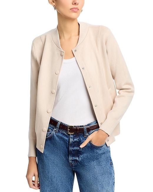 Sioni Blue Faux Suede Snap Closure Bomber Jacket