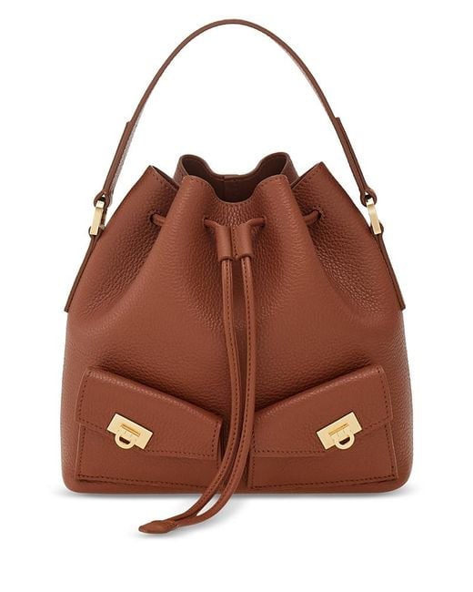 Ferragamo Brown Drawstring Bucket Bag