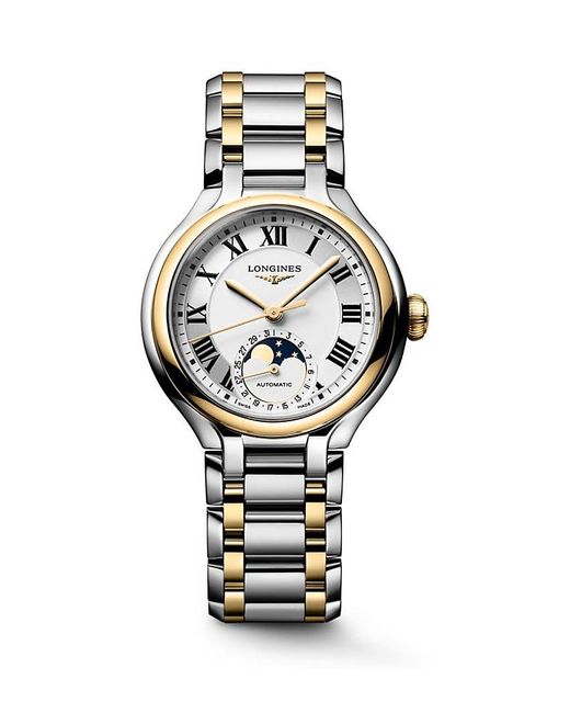 Longines White Primaluna Moonphase Watch, 34Mm