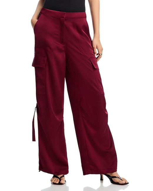 Aqua Red Drawstring Hem Cargo Pants