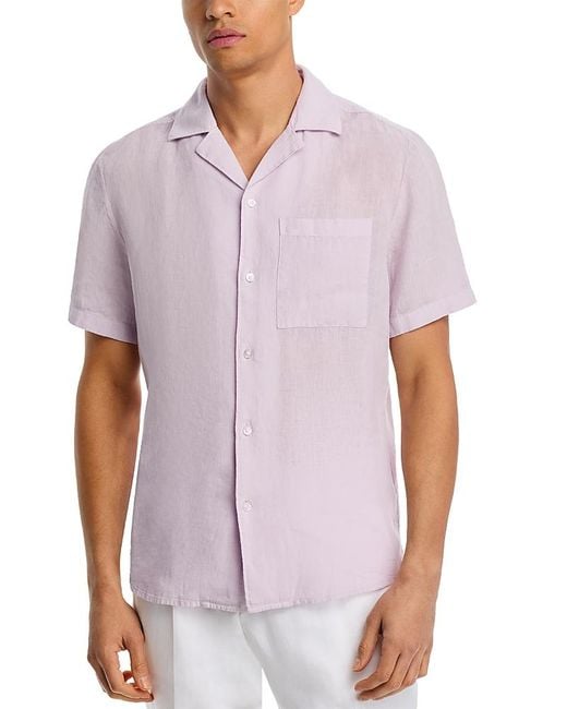 HUGO Purple Ellino Short Sleeve Camp Shirt for men