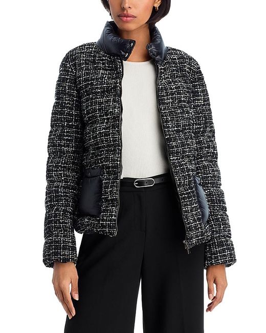 Herno Black Tweed Short Puffer Jacket