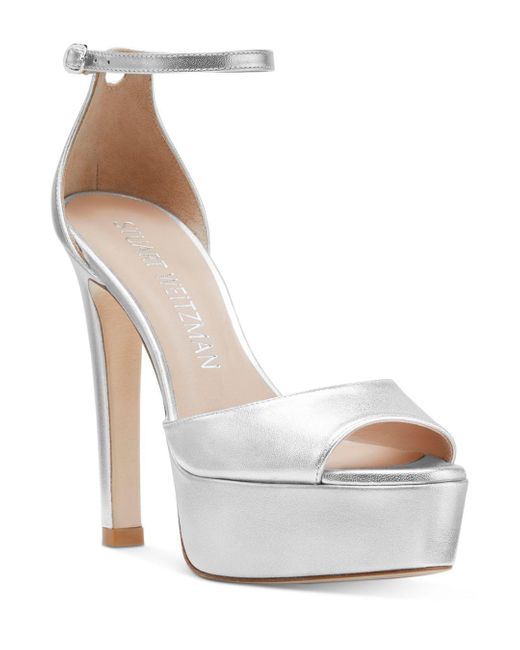Stuart Weitzman Disco Ankle Strap Platform Sandals in White Lyst