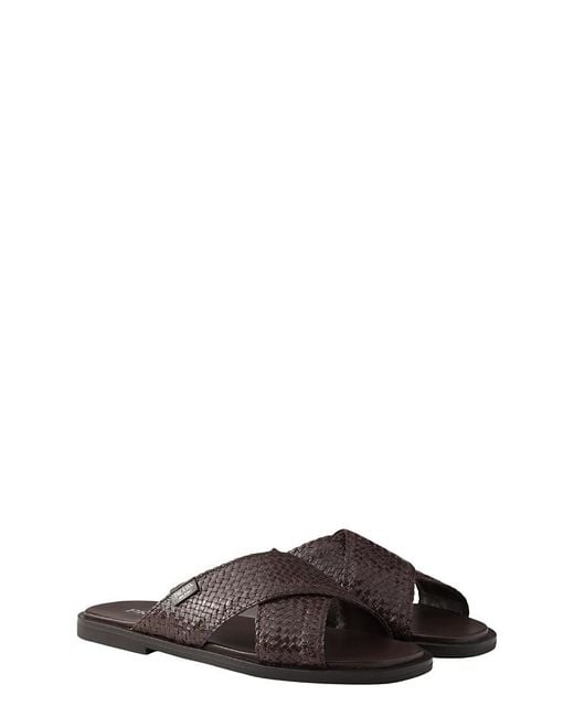 Prada Brown Crisscross Slides for men