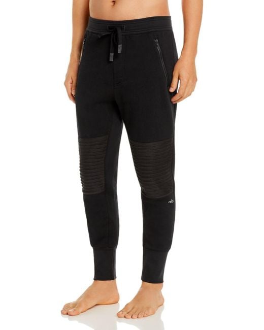 Alo Yoga Lounge Moto Jogger Pants in Black for Men | Lyst