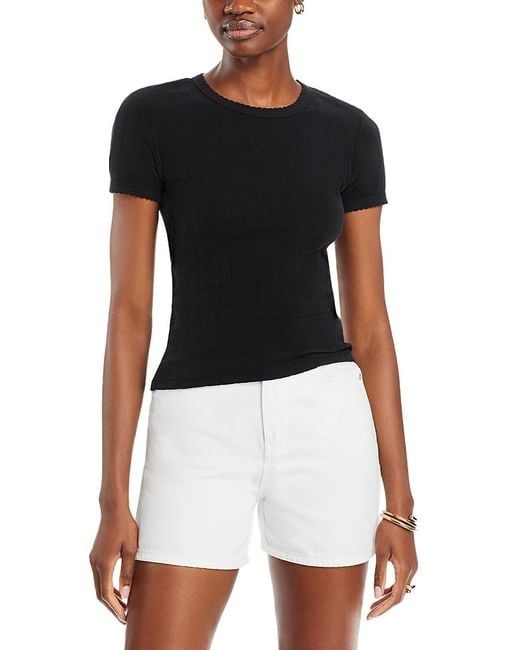 Leset Black Pointelle Tee