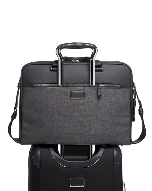 tumi gray briefcase