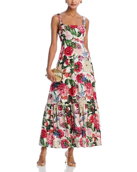 Aqua Red Floral Maxi Dress