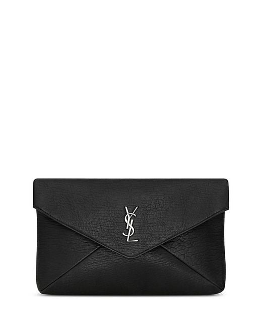 Saint Laurent Black Cassandre Large Envelope Pouch for men